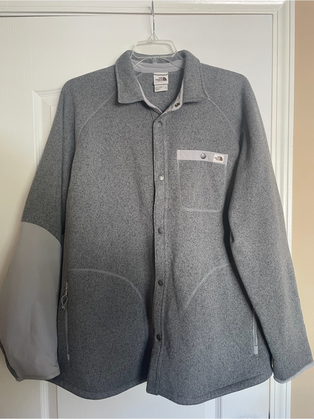 The North Face Grey Lightweight Snap-Front Fleece Jacket